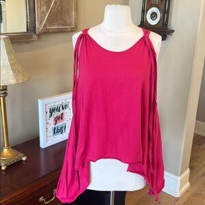 DABLJU by Jiniy Pink Cotton Flowy Angled Tank Womens Large